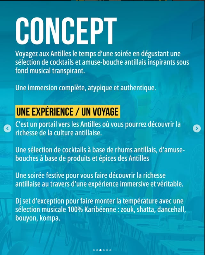 il s'agit d'un post instagram expliquant le concept de L'Antillanité Bar